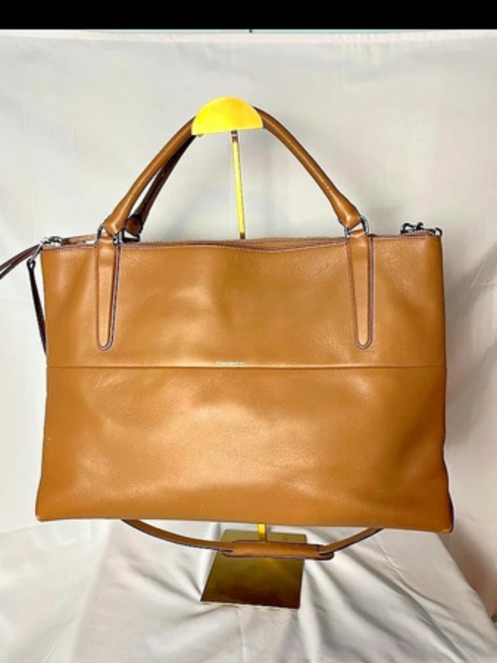 Coach New York Tan Leather Large Tote Satchel Shoulder Bag